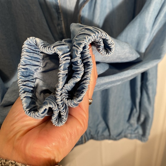 Zara Trafaluc Denim-Wear Chambray Zip Bomber Jacket Size Small - Picture 6 of 6